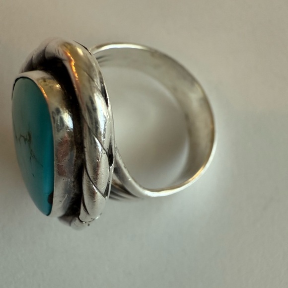 Vintage Sterling Silver Turquoise Statement Ring - Picture 6 of 7